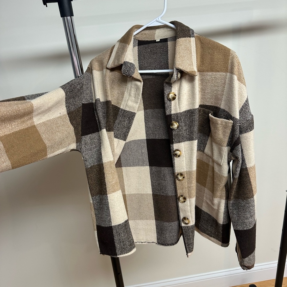 Plaid Button-Up Jacket - image 8